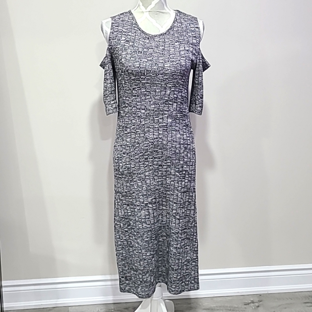 Grey Shoulder Cutout Sweater Dress